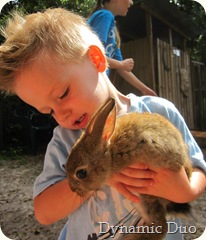 gus holds the rabbit
