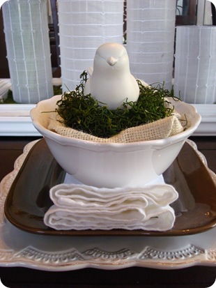 bird in moss bowl