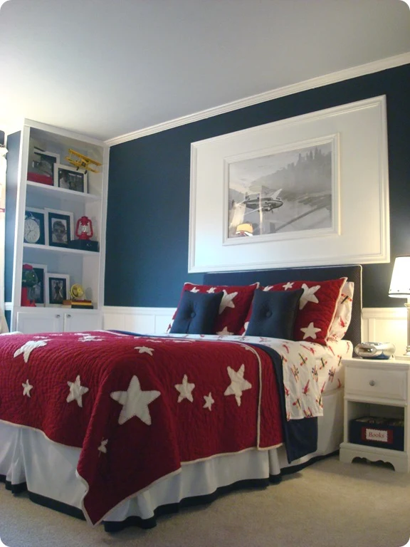 Red white and blue boy bedroom reveal