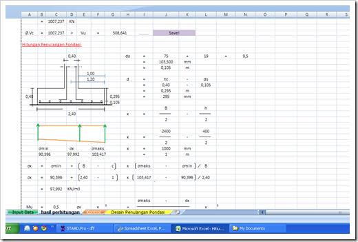 Download Spreadsheet Excel, Perencanaan Pondasi Telapak Bujur Sangkar