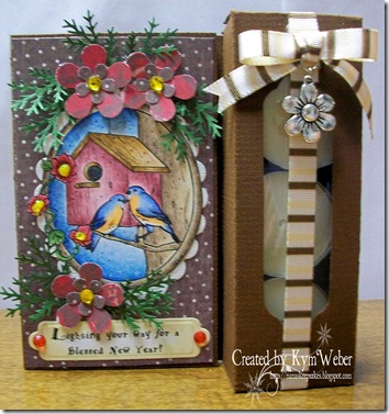 Love Birds Tea Lights Candle Box Card
