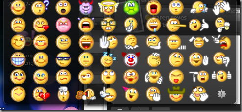 Yahoo Messenger for Vista Emoticons Window