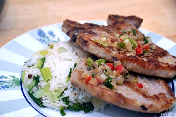 Pork Chops with Vegetable Rice (排骨菜飯)