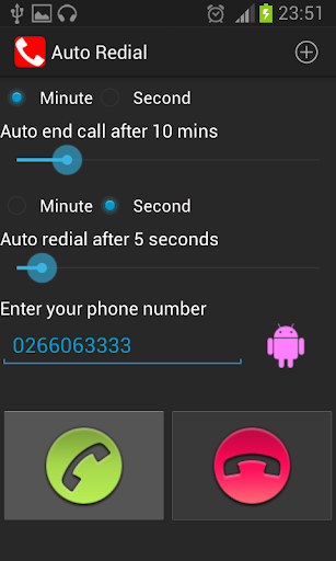 Auto Redial call timer