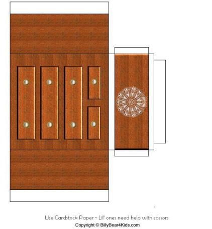 Maqueta de una comoda recortable de un mueble auxiliar