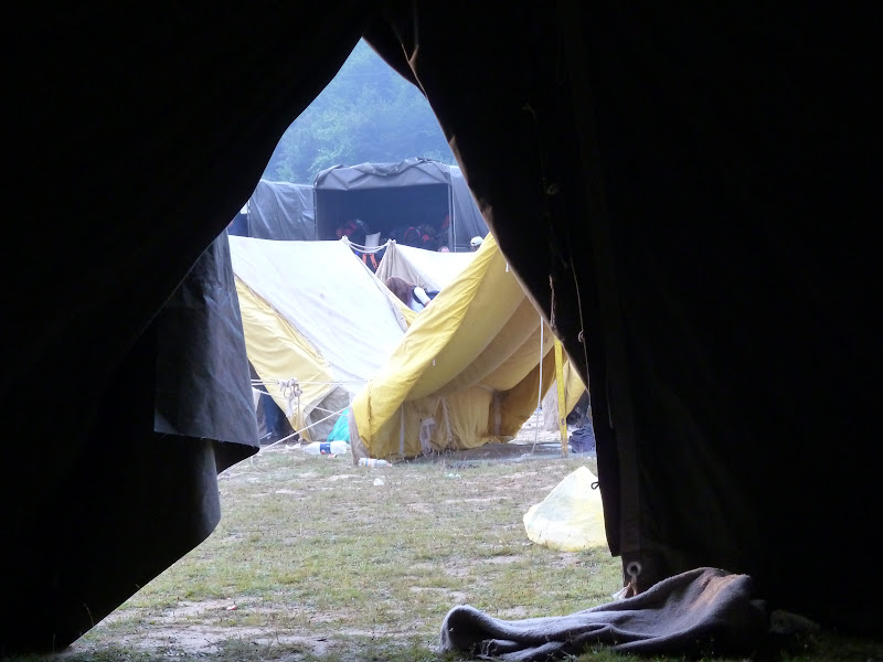 Morning of day 3, view from inside the women's tent