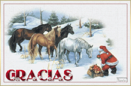 caballos con paisaje nevado feliz navidad 