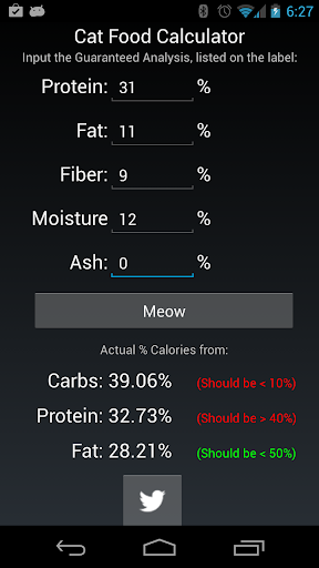 Cat Food Nutrition Calculator