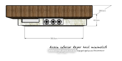 Desain Interior Dapur Kecil Minimalist Ukuran 1,9x3,8