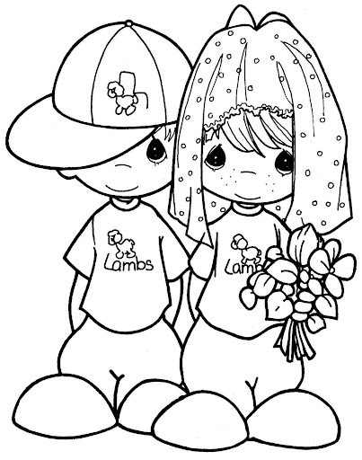 Chindren playing to marry precious moments free coloring pages