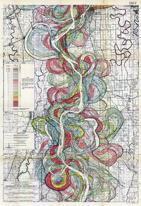 Fisk, 1944. Map of ancient courses of the Mississippi River, Cape Girardeau, MO - Donaldsonville, LA (Plate 22-10)