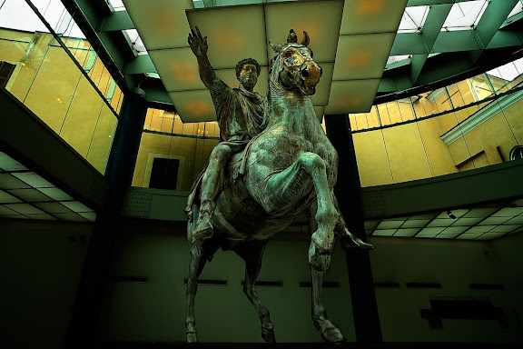 Estatua ecuestre de Marco Aurelio. Museos Capitolinos (Musei Capitolini)Roma, Italia.