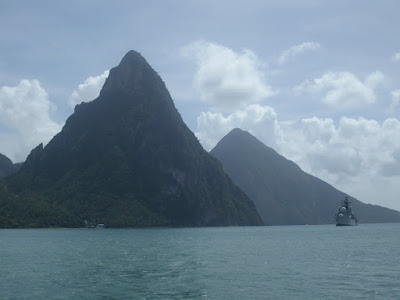 The Gros Pitot and Petit Piton are major tourist attractions in St. Lucia. Both overlook Soufriere Bay in the southwest of the island