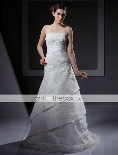 Aline Strapless Taffeta Lace Wedding Dresses