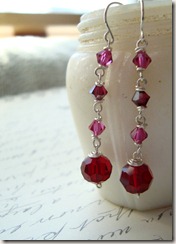 red crystal long earr