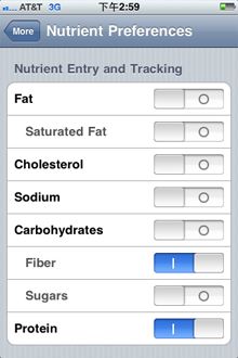 Nutrient Preference 功能