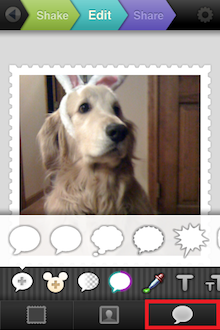 選擇你喜歡的對話框設計，利用拖曳紅點來調整適當的大小與擺放的位置。