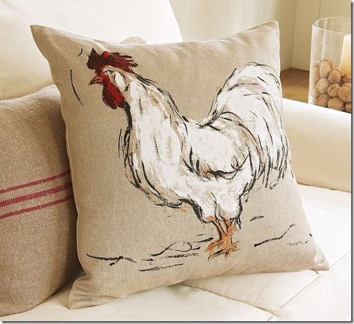 hand painted rooster pillow