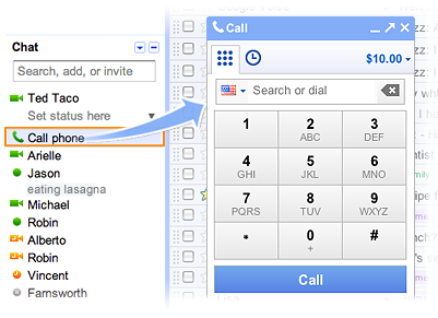 gmail call rates