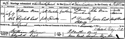 William Winn's marriage, 1856