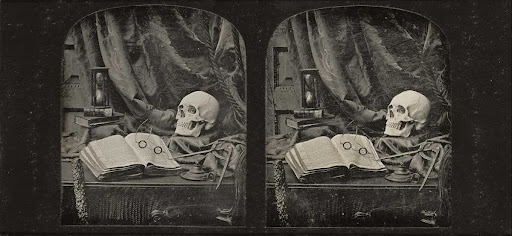 Vanitas / Still Life with Skull, Open Book with Glasses, and Hourglass / The Sands of Time