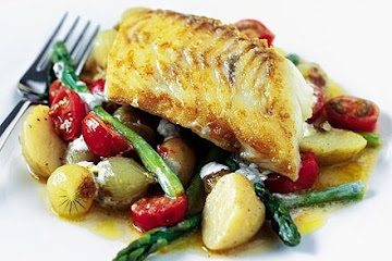 Sautéed haddock with summer veg