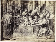 Fotoreproductie van een tekening van Rafaël, studie voor De bekering van de proconsul Sergius Paulus