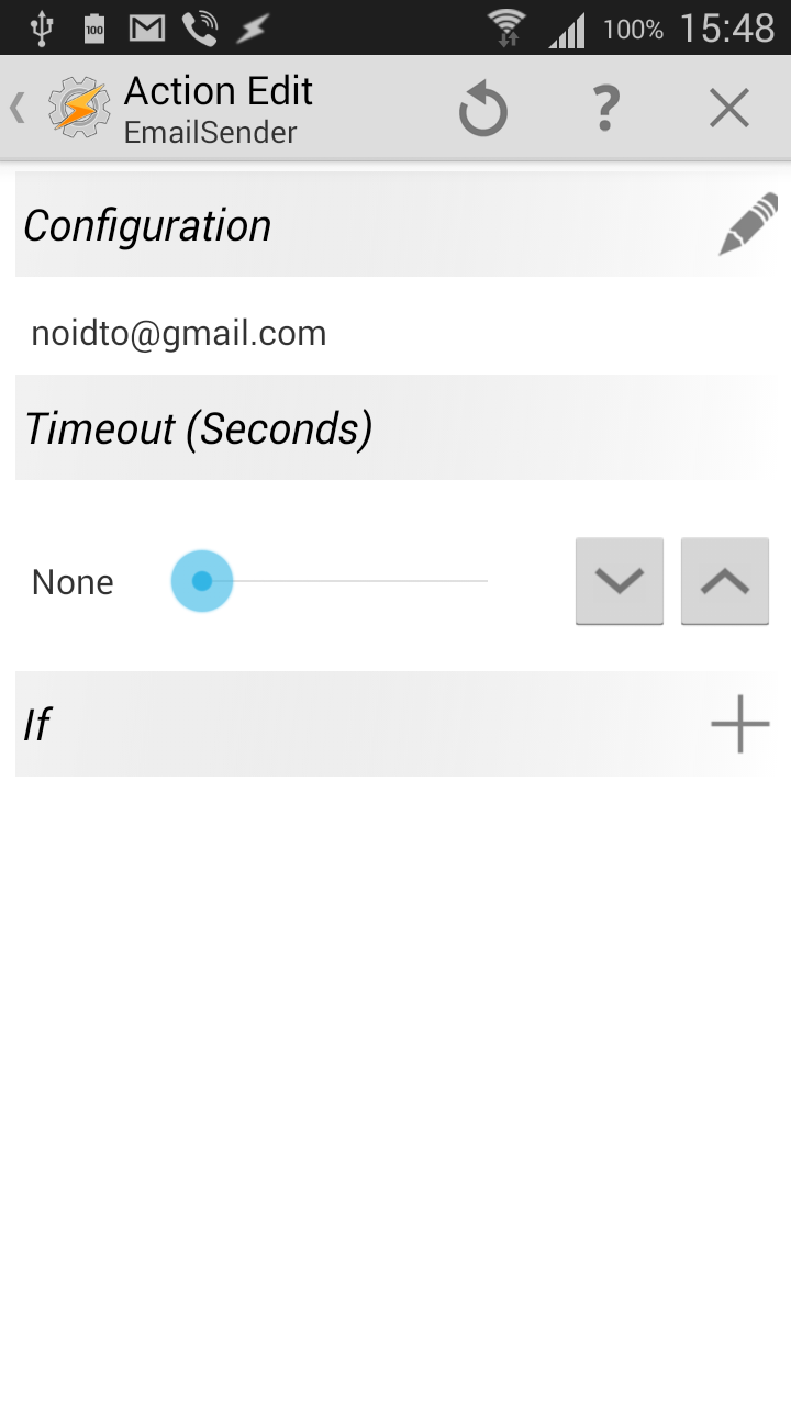 Email Send Tasker Plugin Screen 1