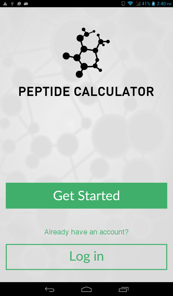 Peptide Calculator Screen 1