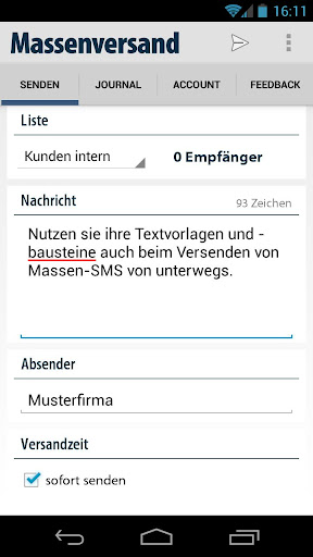 massen SMS Versand Gateway App