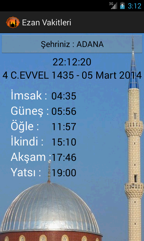 Ezan Vakitleri Screen 2