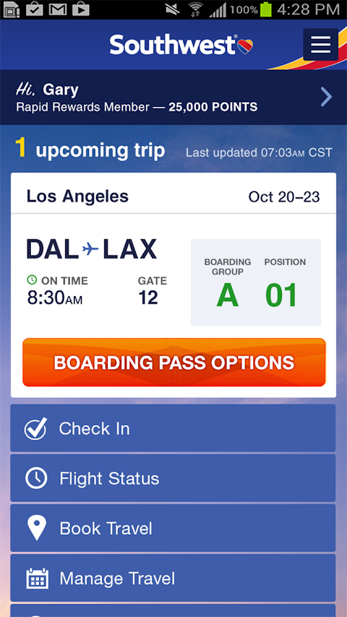 Mobile Boarding Pass | Southwest Airlines