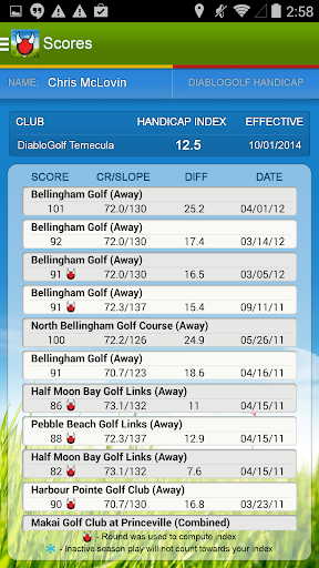 Diablo Golf Handicap Tracker