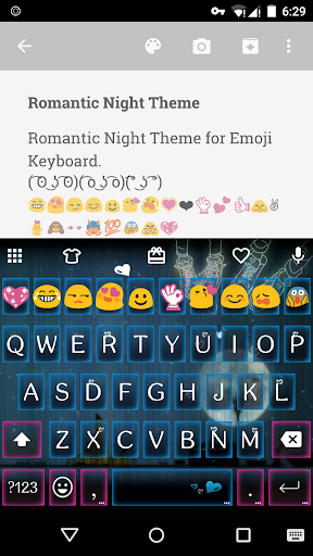 Romantic Night Emoji Keyboard