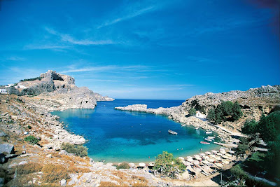Explore the beautiful beaches and rugged coastline of the Greek island of Rhodes.