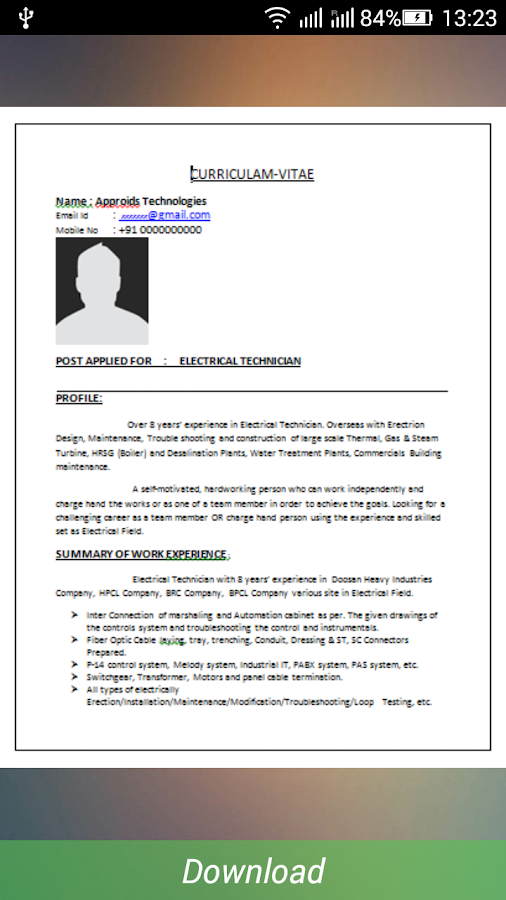 Download a resume format