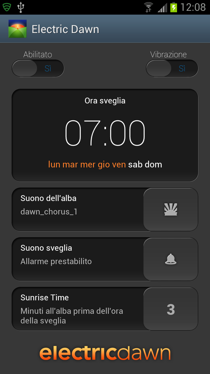 Android application Alarm Clock - Electric Dawn screenshort