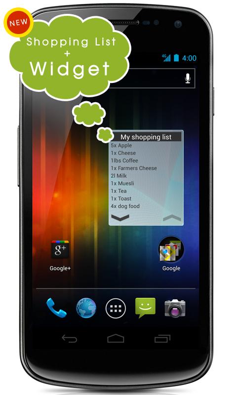 Shopping Grocery List + Widget Screen 2