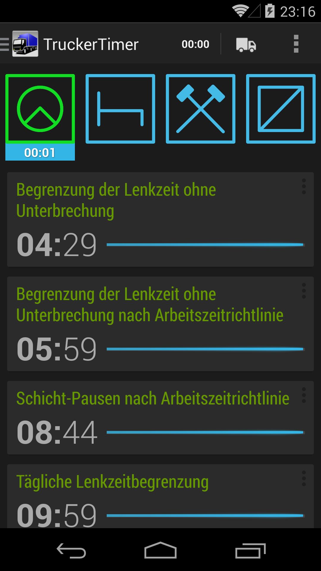 Android application TruckerTimer screenshort