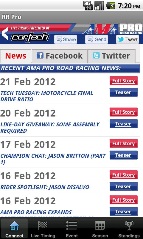 Android application AMA Pro Road Racing screenshort