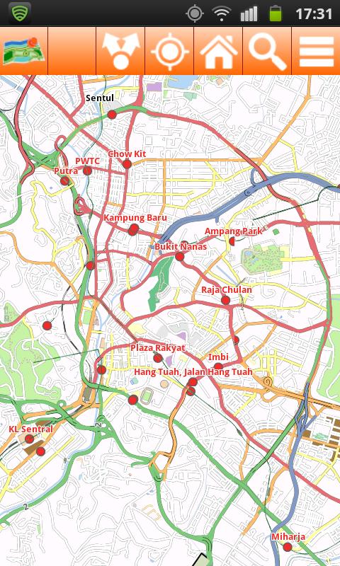 Kuala Lumpur Offline mappa map Screen 2