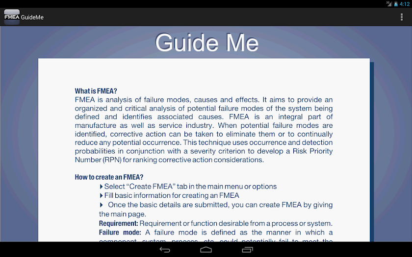 FMEA Screen 1