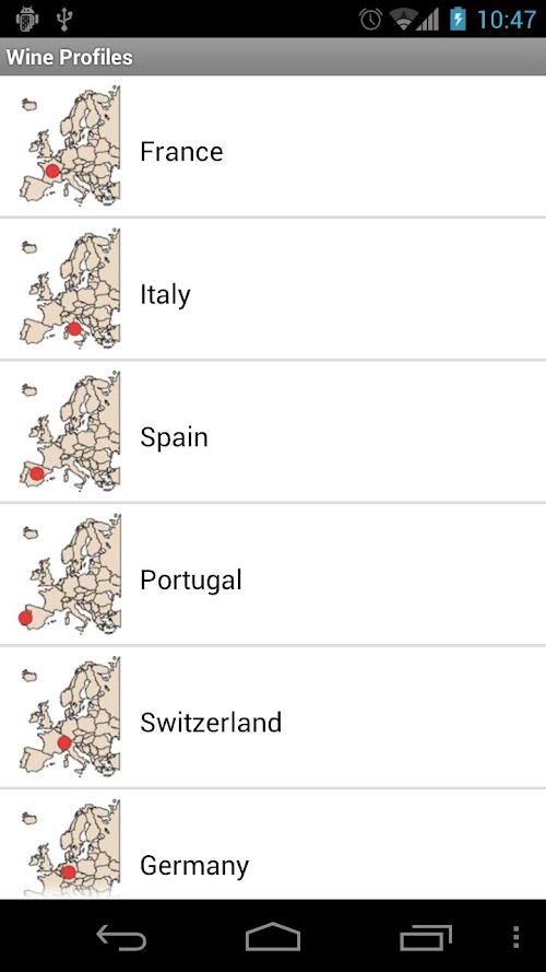 Android application Wine Profiles screenshort
