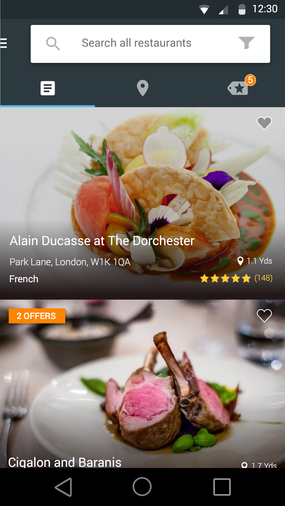 Android application Bookatable Restaurant Finder screenshort