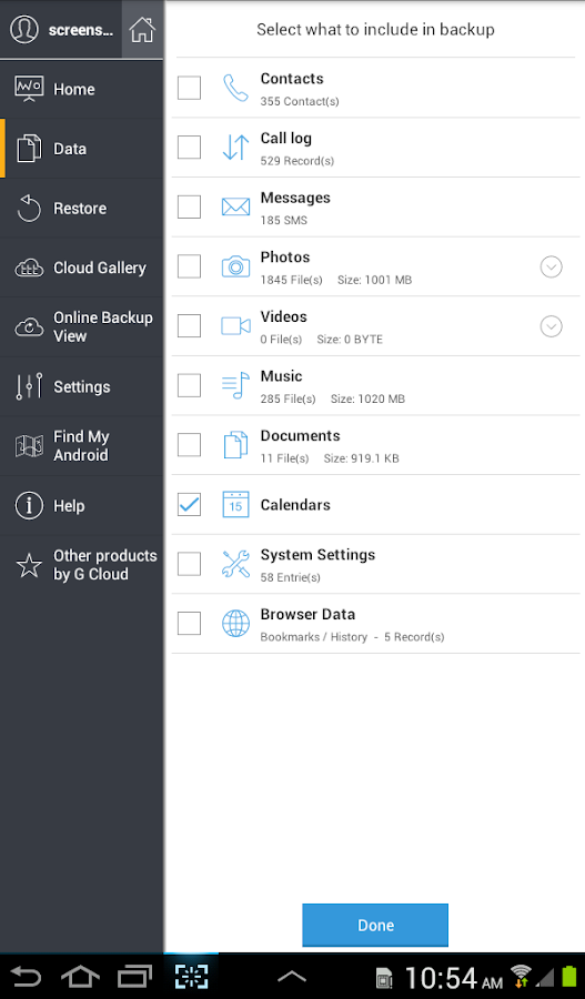G Cloud Backup - screenshot