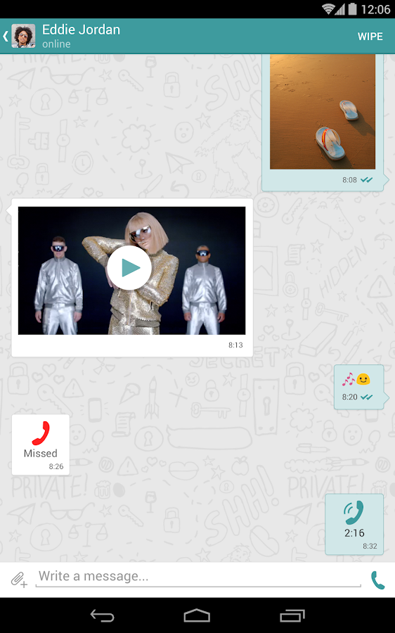 Wiper: Private Texts and Calls - screenshot