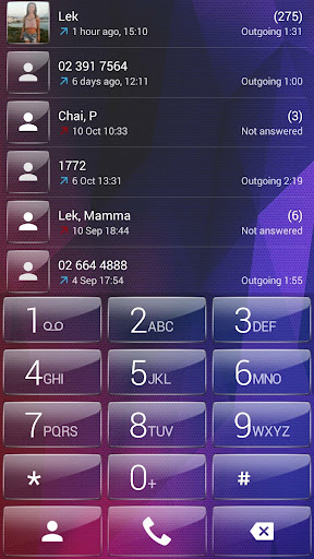 Dialer theme Polygon Glass