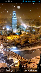 Sníh noční město Živá Tapeta - náhled