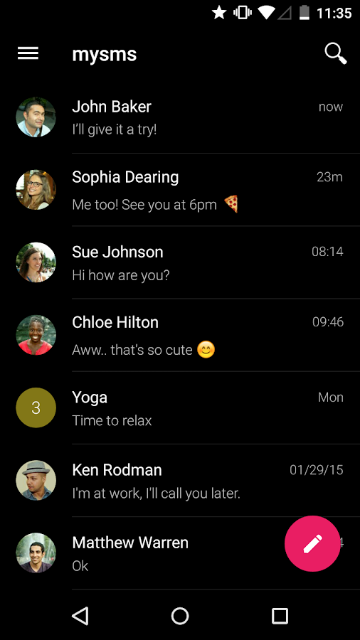    mysms SMS Text Messaging Sync- screenshot  
