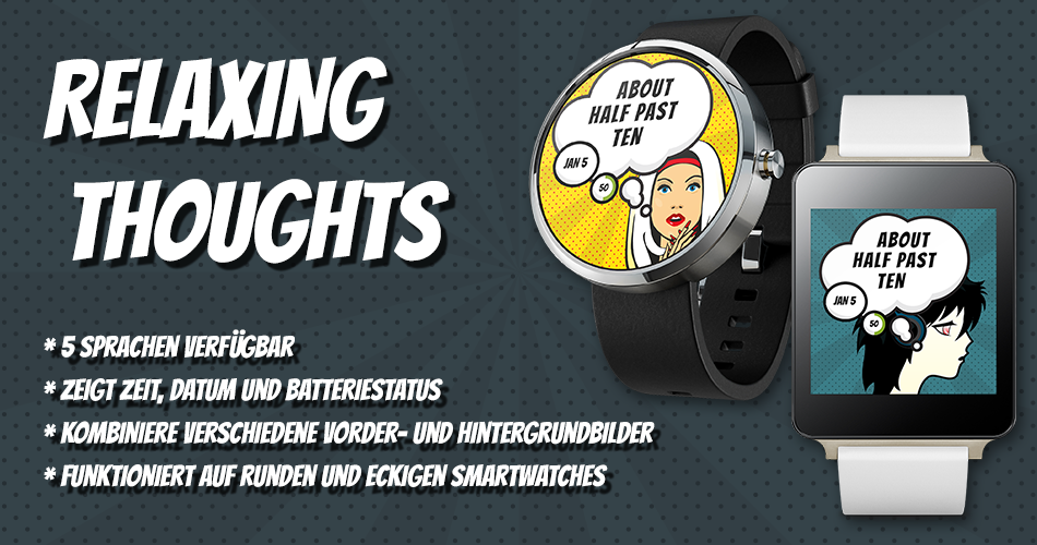 Android application Relaxing Thoughts - Watch Face screenshort